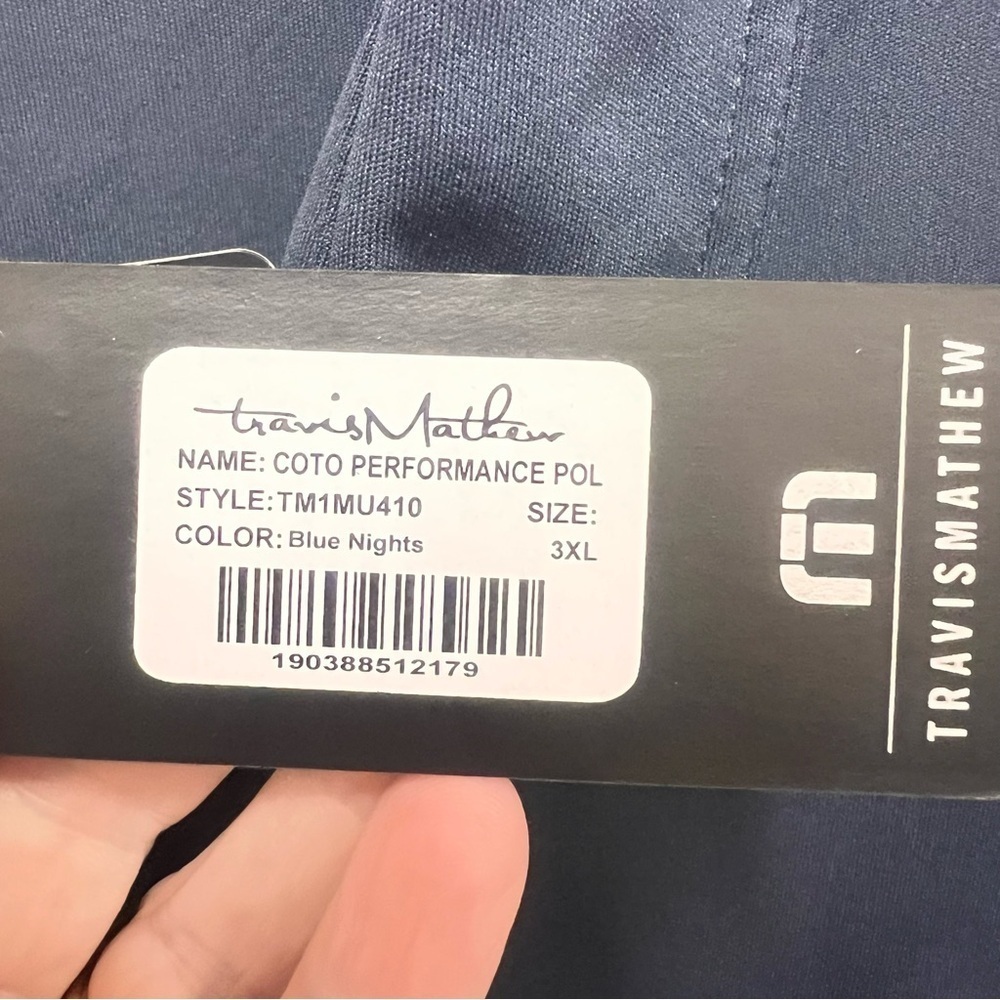 NWT Travis Mathew Coto Performance Polo in blue with branded embroidery size 3XL - Picture 4 of 13
